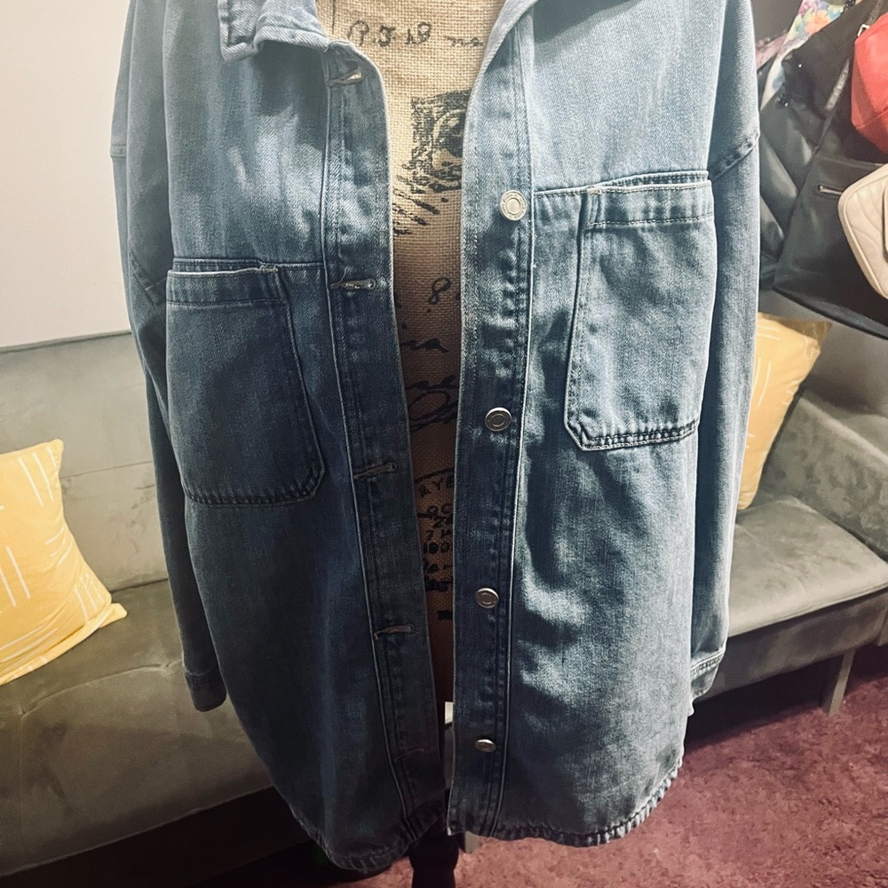 Light Wash Denim Button-Up Jacket - image 10